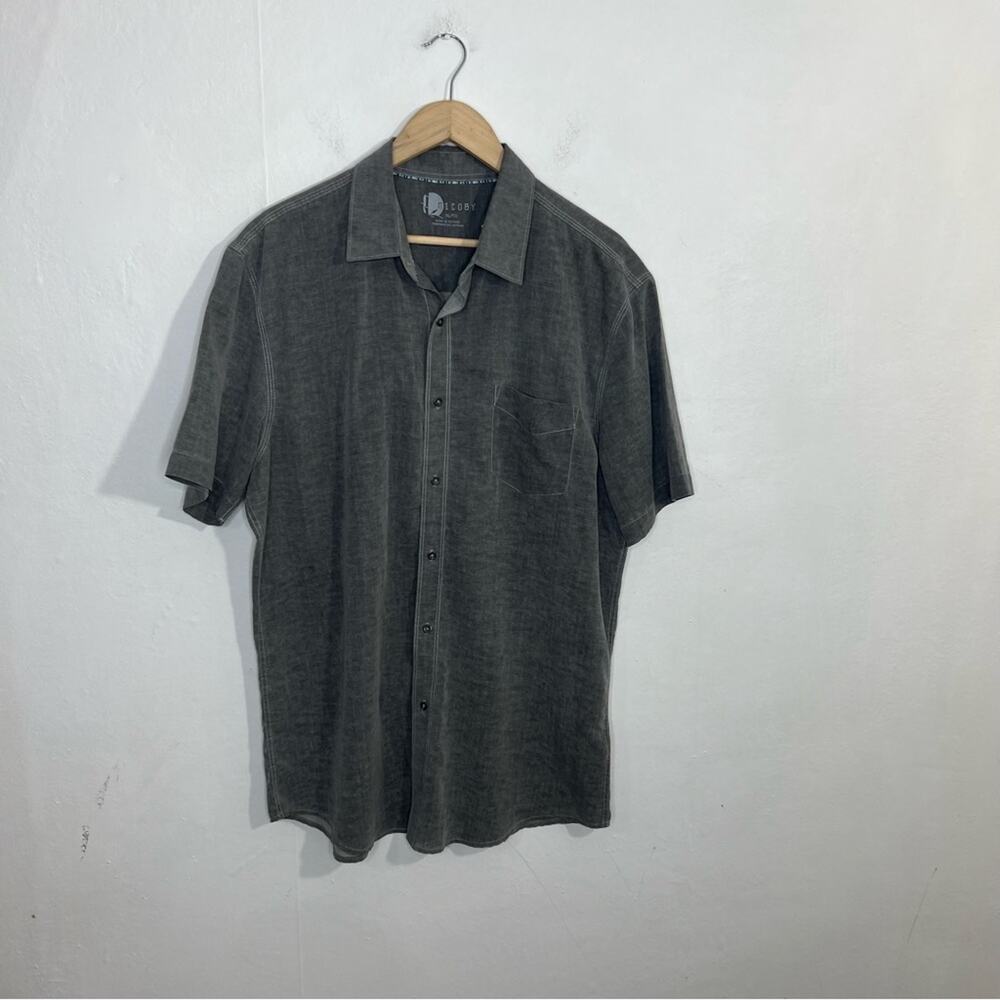 Nicoby Short Sleeve Gray Linen Blend Button Up Shirt Men's Size XL